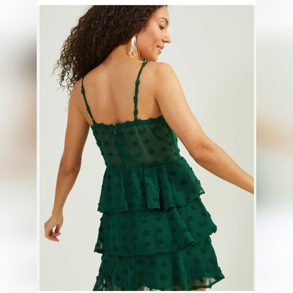 Altar'd State Emerald Green clip dot dress, Size XL fits M/L - Picture 8 of 16